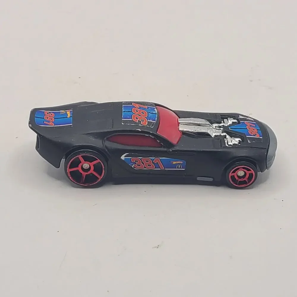Hot Wheels Car 381 Stickers McDonalds Happy Meal Toy 2009 Black Red Blue